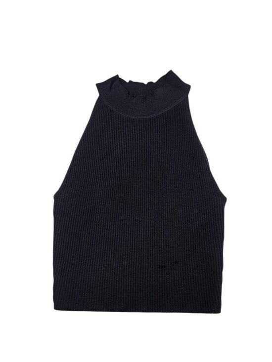 Babaton Tops - Aritzia Babaton Sculpt Knit High Neck Sleeveless Tank, Black, Ribbed Thick, XS